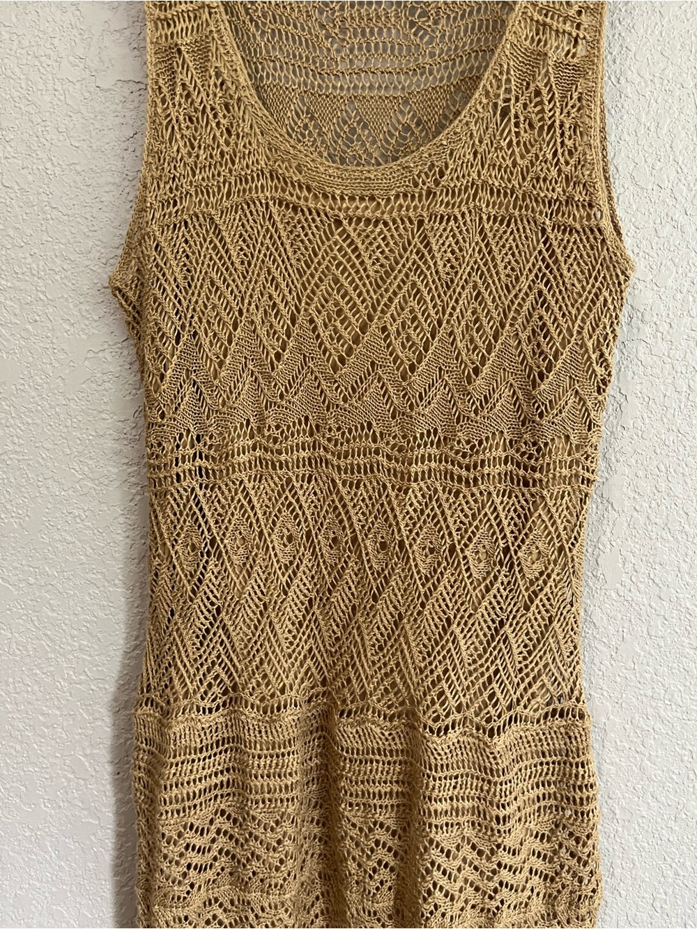 Lauren Ralph Lauren Linen Crochet Fringe Lined Midi Dress Tan Medium - Picture 8 of 13